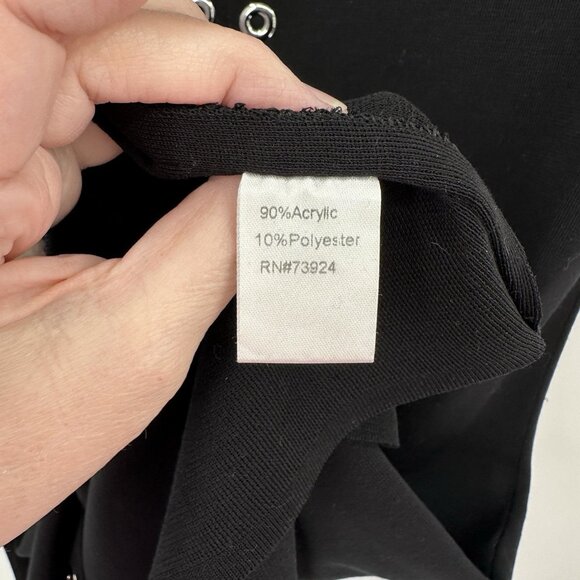 MISOOK midi dress shift sheath sleeveless grommet detail knitwear black LARGE - Picture 7 of 7